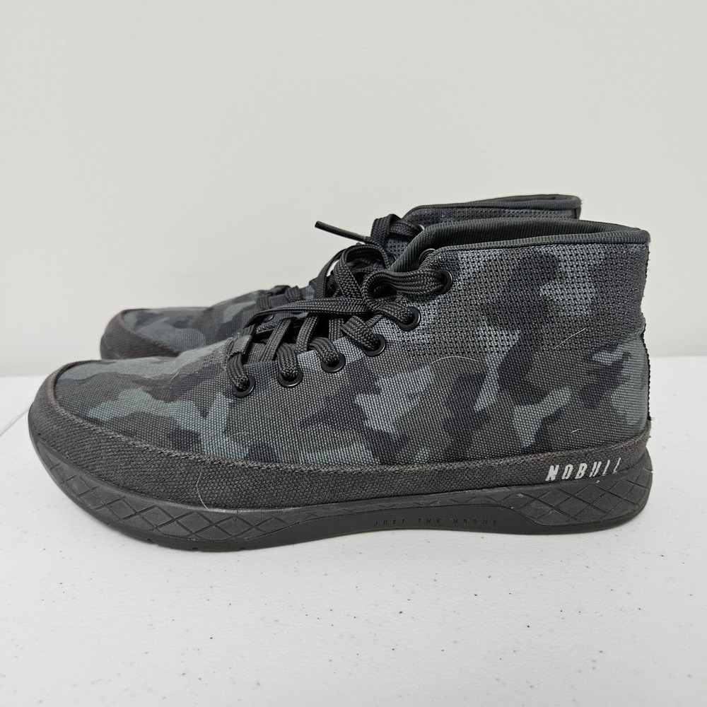 NOBULL Training Shoes W8 M6.5 Black Grey Camo High Top Super Fabric Trainers